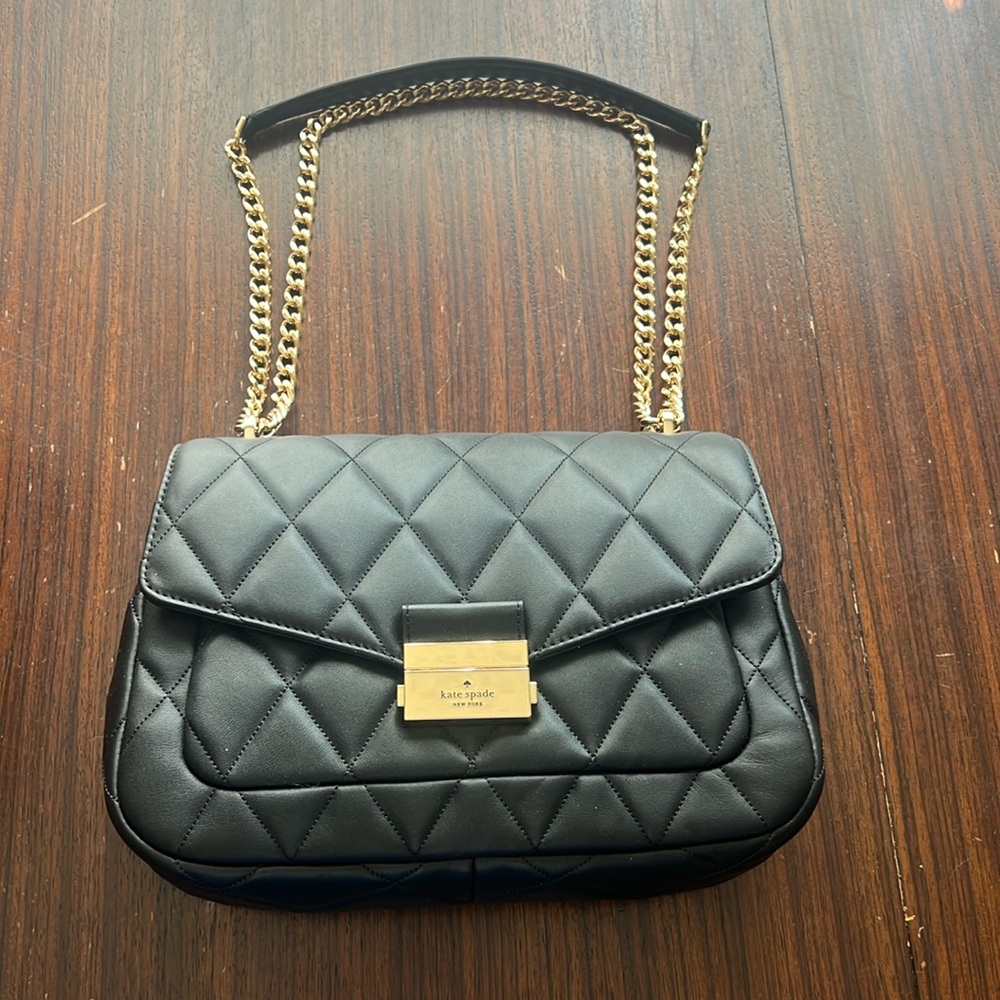 Kate Spade ♠️ Carey Medium Flap Quilted Leather Shoulder Bag in Black